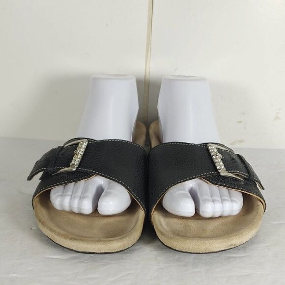 Spring Step L'artiste Women's EU40 US9-9,5 Black Leather One Strap Slide Sandals - Picture 4 of 13